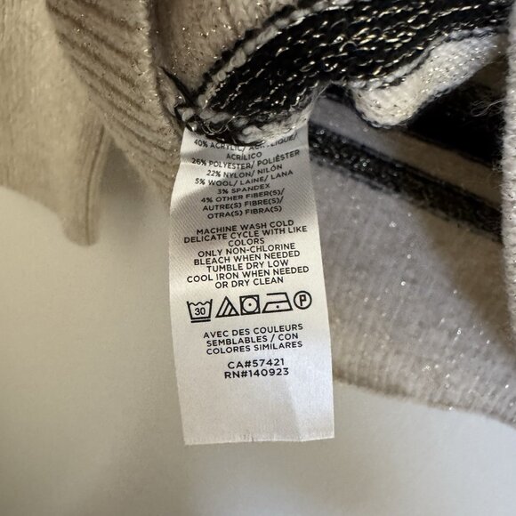 Loft Long Sleeve Sweater Womens S Pullover Multicolor Metallic Striped Holiday - Picture 3 of 5